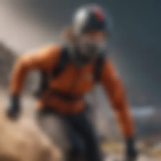 Athlete in motion wearing North Face face covering during extreme sports