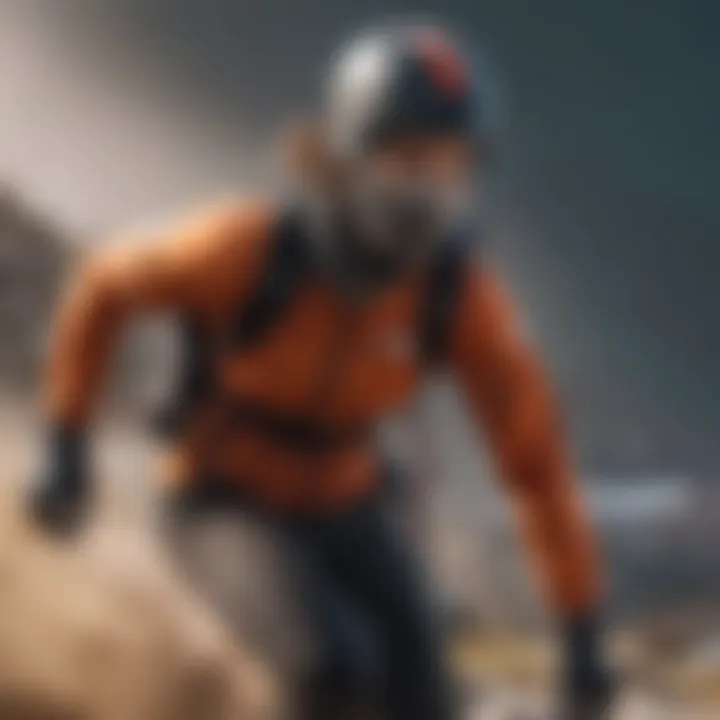 Athlete in motion wearing North Face face covering during extreme sports