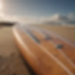 Detailed view of Jamie O'Brien's surfboard showcasing its unique design and features
