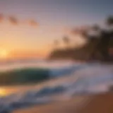 A breathtaking view of Mako Surf Camp's coastline during sunset