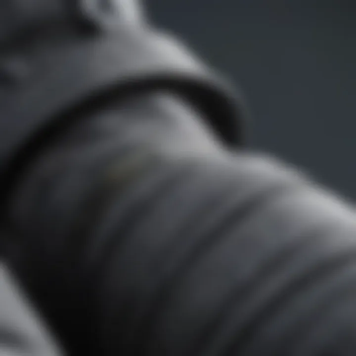Close-up of material and stitching of snowboard pants