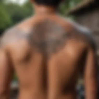 Traditional Mentawai tattoo art displayed on a local's back