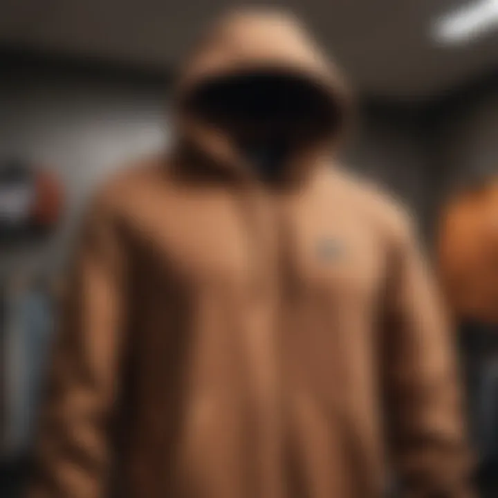 Nike Brown Hoodie displayed on a hanger in a modern closet.