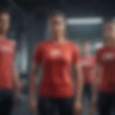 Fitness Enthusiasts in Nike Sportswear Club T-Shirt Group of fitness enthusiasts wearing Nike Sportswear Club T-Shirt during a workout.