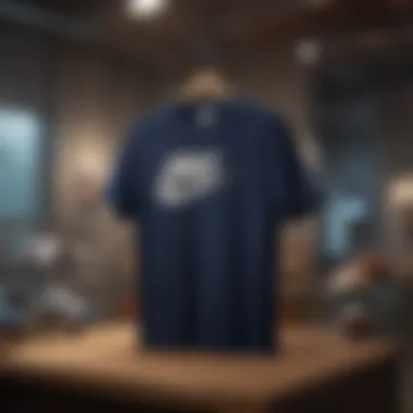 Stylish Display of Nike Sportswear Club T-Shirt Stylish display of Nike Sportswear Club T-Shirt in a contemporary setting.