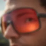 Close-up view of Oakley Sutro Prizm Ruby eyewear highlighting lens design