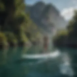 A sleek motorized paddleboard gliding over crystal-clear water