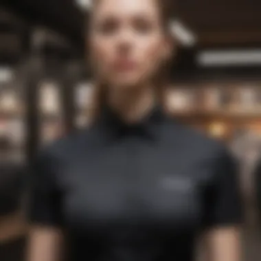 Minimalist black shirt on display in upscale store