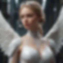 Elegant angel-inspired garment showcasing ethereal design elements