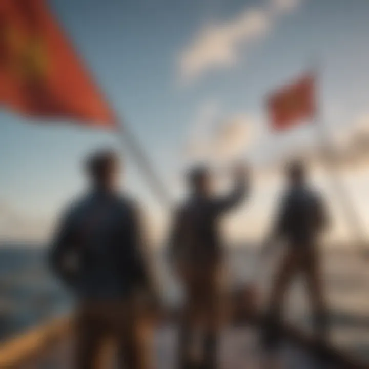 Sailors Communicating Using Signal Flags