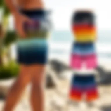 Versatile Color Options Various color options of Rip Curl Mirage Boardwalk Shorts displayed on a scenic outdoor backdrop, illustrating their versatility and appeal.