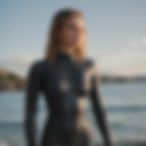 A close-up of RVCA wetsuit fabric showcasing its texture and flexibility