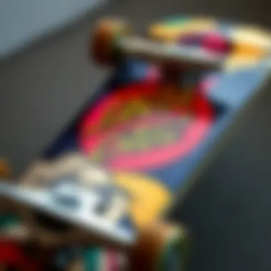 Intricate Design of Santa Cruz Skateboard A close-up view of a Santa Cruz skateboard showcasing its intricate design details.