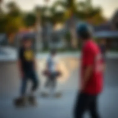 Camaraderie at the Skate Park A scene capturing the camaraderie of skateboarders at a local skate park.
