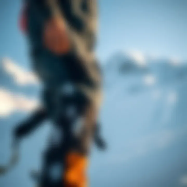 Adventure seeker wearing snow pants in action