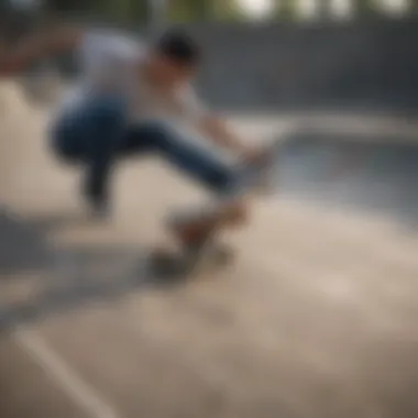 Streetboarding in an urban skatepark setting