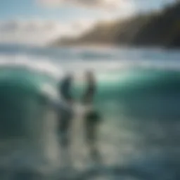 Surfer catching a wave at Honolua Bay