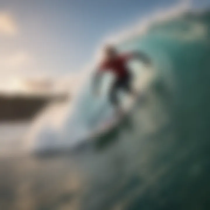 Surfer riding a barrel wave with skill