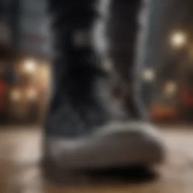 Black canvas Chuck Taylors in the heart of extreme sports action