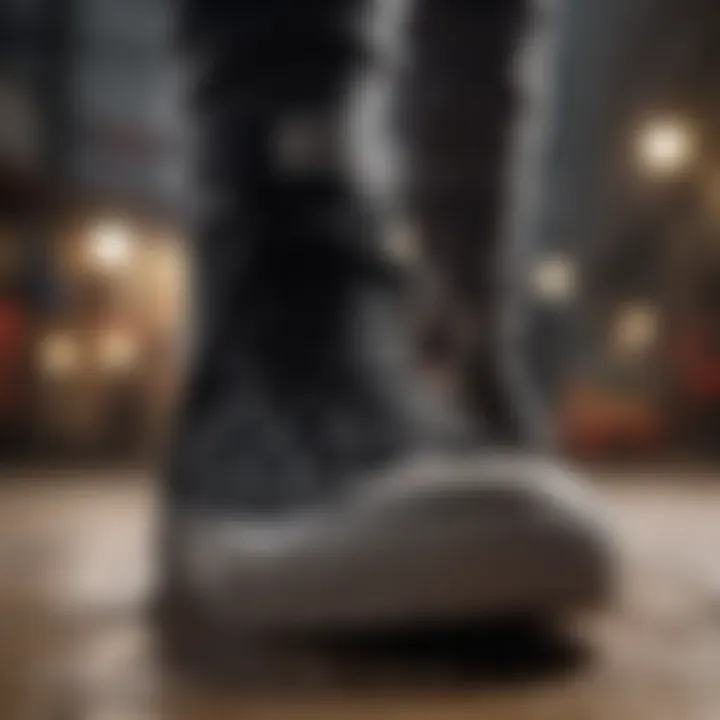 Black canvas Chuck Taylors in the heart of extreme sports action