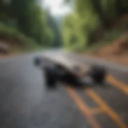 A longboard on a scenic mountain road