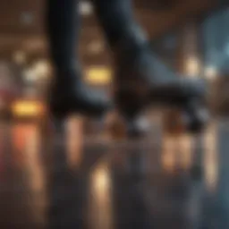 Elegant quad skates on a vibrant surface