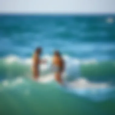 Beginners' Surf Lesson in Action Group of beginners taking a surfing lesson