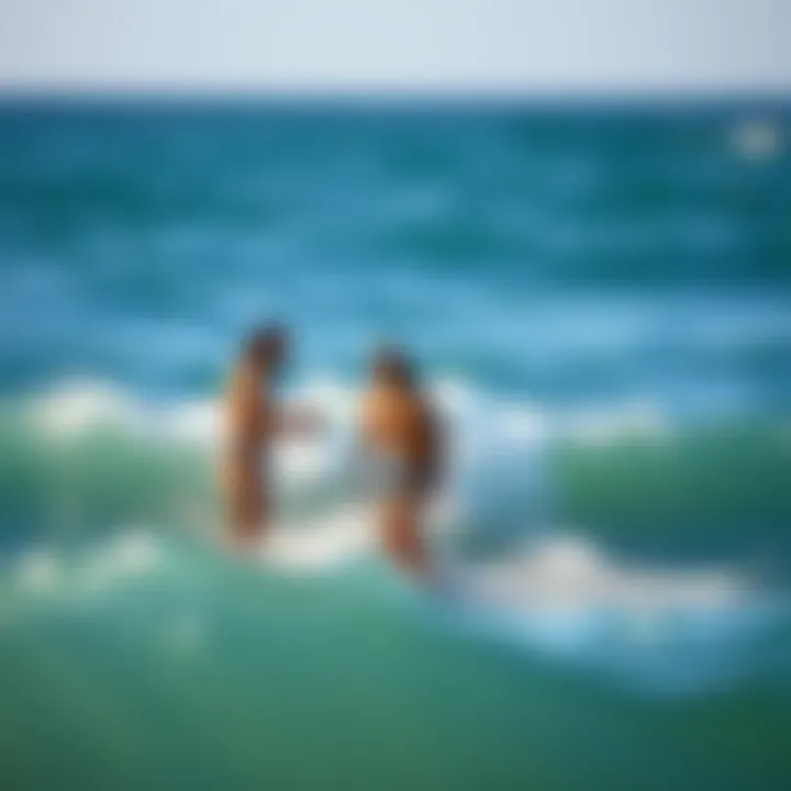 Beginners' Surf Lesson in Action Group of beginners taking a surfing lesson