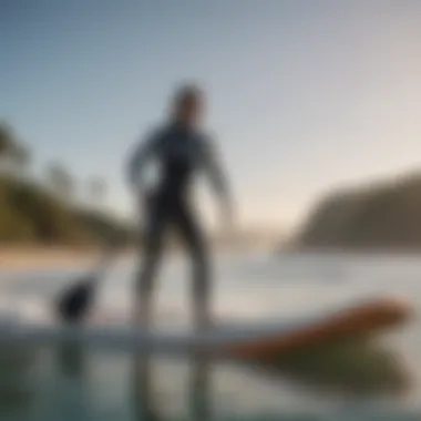 Expert rider demonstrating techniques on a surf stand up paddle board