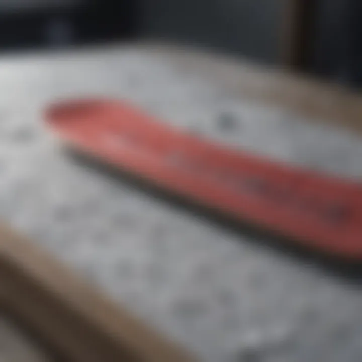 Close-up of Salomon snowboard construction materials