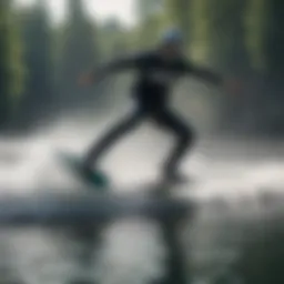 Hydrofoil wakeboard cutting through the water