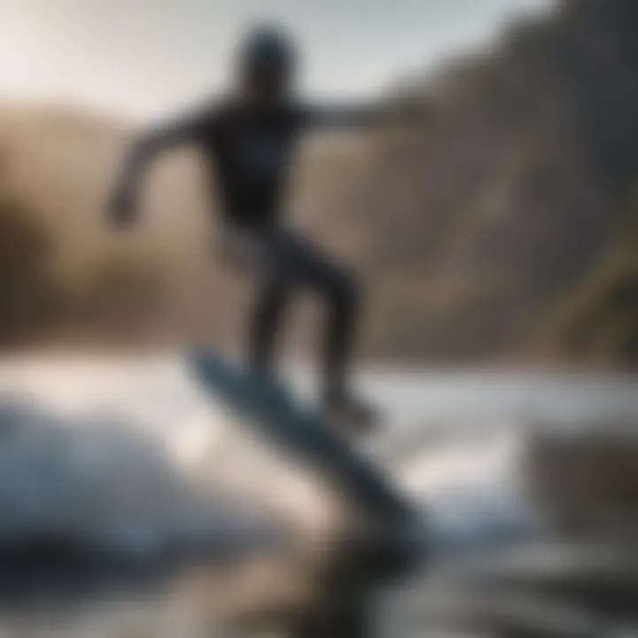 Rider performing tricks on a hydrofoil wakeboard