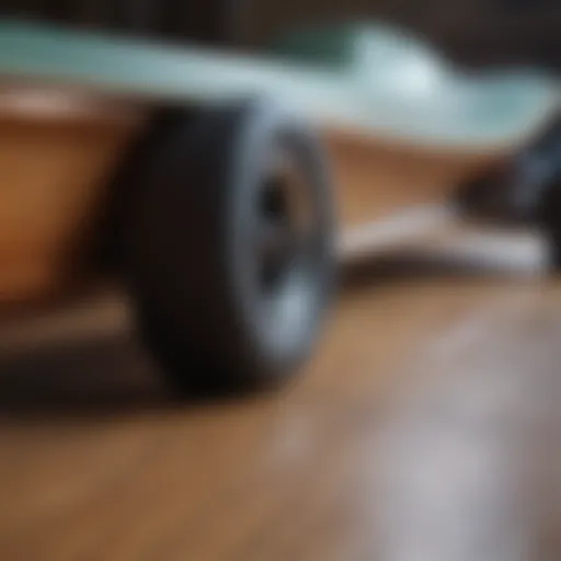 Close-up of a soft top longboard showcasing its texture and construction.