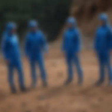 Group of athletes using blue Adidas gear during an extreme sport event