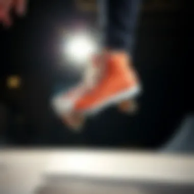 An athlete showcasing the importance of properly laced skates during a dynamic trick