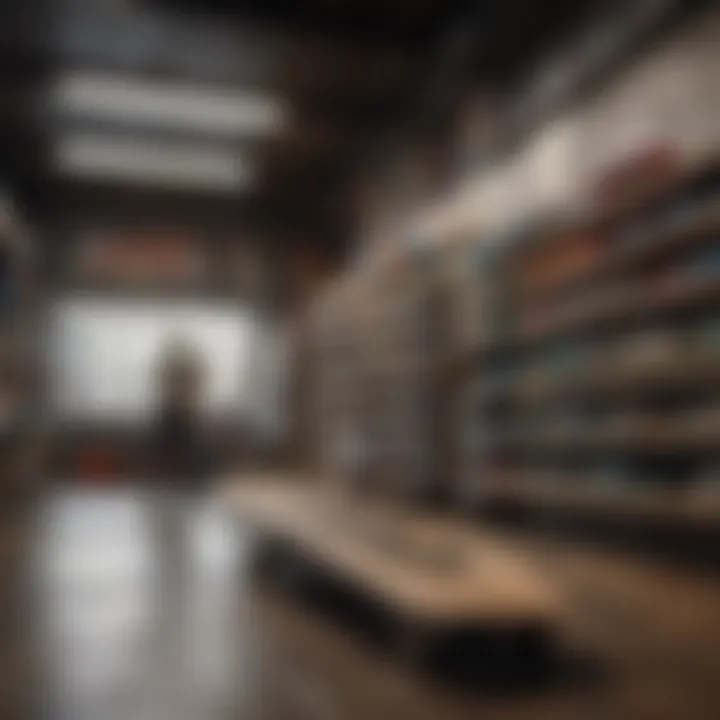 A vibrant skateboard shop interior showcasing various board styles