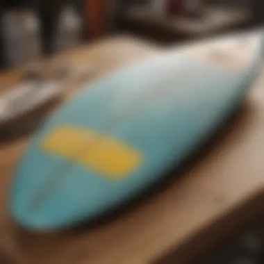 Crafting a mini surfboard with precision tools