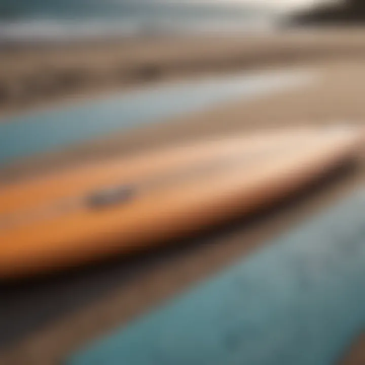 Various surfboard materials displayed to highlight differences.