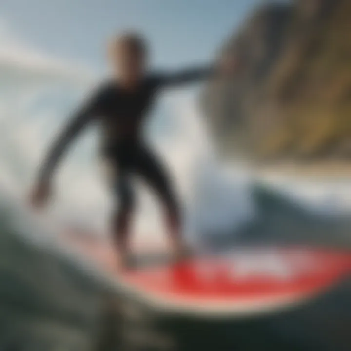 A surfer riding a wave, demonstrating the agility of a well-chosen board.