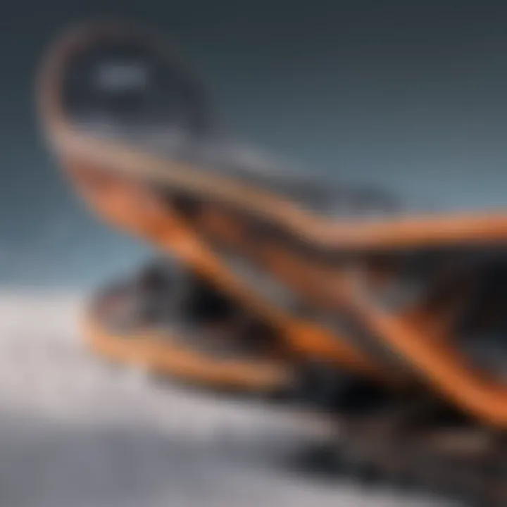 Close-up of the Salomon Pulse snowboard's intricate design details.