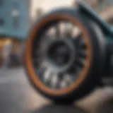 Close-up view of the innovative Shark Wheel design showcasing its unique curvature