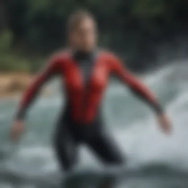 Athlete in Action with Small Wetsuit During Water Sports Athlete wearing a small wetsuit while engaged in extreme water sports