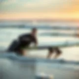 High-performance body board on the beach