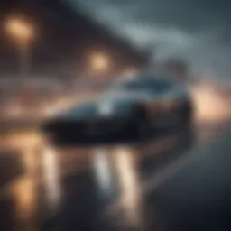 A sleek car drifting on a winding track