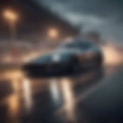 A sleek car drifting on a winding track