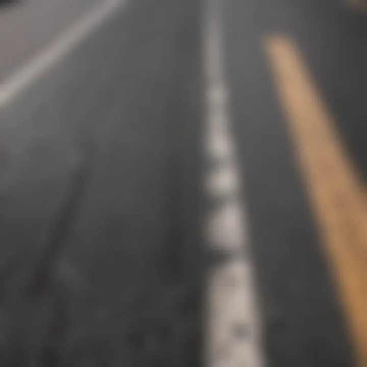 A close-up of tire marks on asphalt after a drift