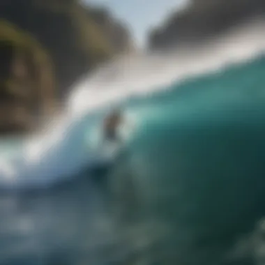 Paddle Surfing in the Waves A vibrant ocean scene featuring multiple paddle surfers navigating waves