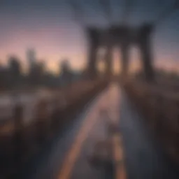 Spectacular skyline view from Brooklyn Bridge