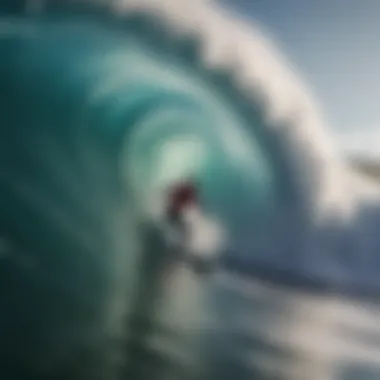 A skilled surfer riding a massive wave with unmatched grace and skill