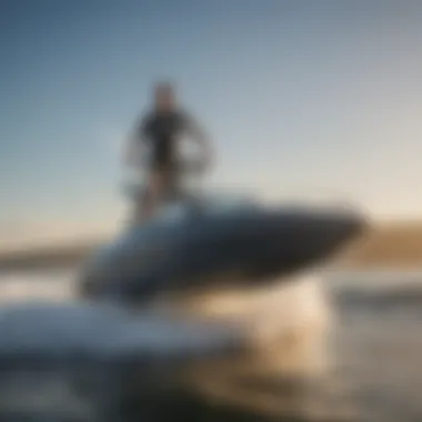 Powerful wakesurfing boat creating waves